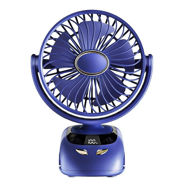Smart Desktop Turbo Fan – 180° Adjustable Oscillating Air Circulator with LED Battery Display & Ultra-Quiet Cooling