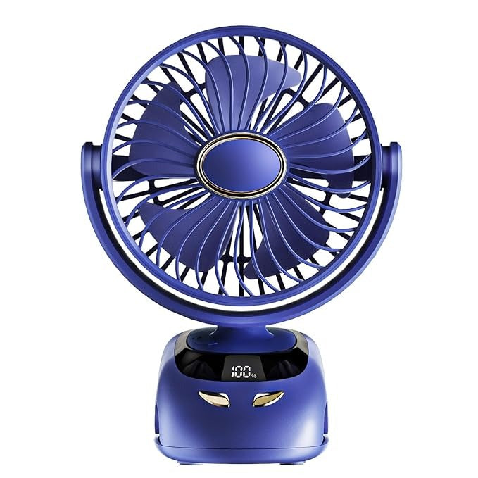 Smart Desktop Turbo Fan – 180° Adjustable Oscillating Air Circulator with LED Battery Display & Ultra-Quiet Cooling