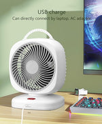 Ultra-Quiet Portable Desktop Fan – Compact USB Rechargeable Air Circulator with Built-In Carry Handle